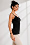 Women's Black Thin Strap Stoned Lace Athlete Top Flexible Daily Underwear Top - 2