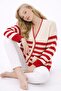 Women's Knitwear Striped Patterned Pocketed Buttoned Cardigan - 4