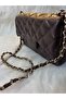 Women's Quilted Patterned Chain Strap Crossbody Shoulder Bag – Black / Brown