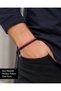 Saphir Duo Pink Navy Blue Braided Leather Men's Bracelet with Special Gift Box
