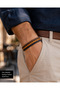 Solenne Triad Men's Braided Leather Bracelet – Navy Blue, Brown, and Honey Tone