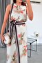 Linen Flowered Blouse and Skirt Set 4S0077 - 3