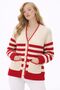Women's Knitwear Striped Patterned Pocketed Buttoned Cardigan - 5