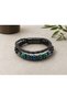 Neravio Turquoise Stone Detailed Multi-Layered Black Leather Men's Bracelet - 3