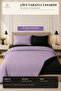 Double Sided Cotton Duvet Cover Set Striped-Plain Black 4 Piece Set with Fitted Sheet - 5