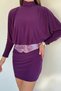 Bat Sleeve Belted Dress - 2