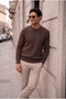 Ashton Ribbed Crew Neck Men's Knitwear Sweater - Brown - 4