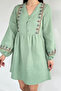 Front Button Embroidered Dress - 3