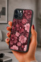 iPhone 12 Pro Max Compatible Pink Flowers Patterned Shockproof Case with Camera Protection