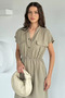 Women's Front Snap Detailed Elastic Waist Dress - 2