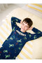 Lcw Kids Navy Blue Printed Boys Pajama Set