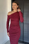 One-Shoulder Detailed Stoned Dress - 4