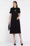 Crew Neck Women's Short Sleeve Dress with Stone Detail and Pockets - 2
