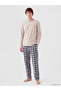 Esvab • Modern & Distinctive Standard Fit Checkered Embroidered Men's Pajama Set - 3