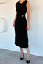 Women's Dress with Buckle Detail and Slit - 3