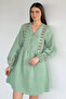 Front Button Embroidered Dress