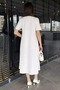 Crew Neck Women's Short Sleeve Dress with Stone Detail and Pockets - 2