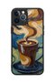 iPhone 12 Pro Max Compatible Coffee Pattern Shockproof Case with Camera Protection - 5