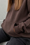 Women's Brown Hooded Oversize Sweatshirt with Kangaroo Pocket, Baby Collar, Comfortable Fit (80% Cotton) - 3