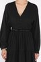 V-Neck Women's Dress with Elastic Waist Belt - 4