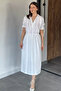 Elastic Waist Striped Patterned Short Sleeve Dress - 5
