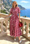 Women's Buttoned Floral Patterned Short Sleeve Dress - 2