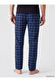 Navy Blue Regular Fit Plaid Men's Pajama Bottoms - 4