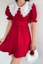 Women's Baby Collar Elastic Sleeve Dress - 3
