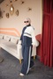Women's Hijab Color-Blocked Zippered Jacket Comfortable Cut Sweatpants Set Double Color - 2