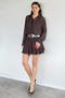 Women's Belted Blouse Combination Dress - 3