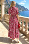 Women's Buttoned Floral Patterned Short Sleeve Dress - 3