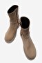 Zarko Women's Genuine Leather Boots with Accessory Details in Mink Suede - 4