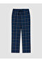 Navy Blue Regular Fit Plaid Men's Pajama Bottoms - 5