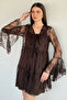 Women's Wearable Lined Ruffled and Tulle Lycra Dress - 3