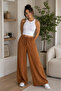 Woven Viscose Trousers with Wide Legs - Without Pockets - 3