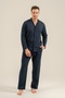Men'S, Navy Blue, Shirt Pajama Set (with Socks as a Gift) - 3