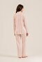 Women's Long Sleeve Dusty Pink Striped Modal Shirt Pajama Set (with Socks as a Gift) - 4