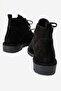 Partilla Women's Genuine Leather Lace-Up Boots Black Suede - 3
