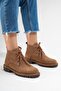 Partilla Women's Genuine Leather Lace-Up Boots Brown Suede - 6