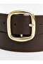 Ozmarka New Season Brown Women's Rectangular Buckle Faux Leather Belt - 3