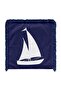 White Sailing Patterned Navy Blue Floor Marine Decorative Fringed Throw Pillow Cover - 4