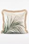 Palm Leaf Pattern Fringed Throw Pillow Cover Light Green Tropical Botanical Cover - 2