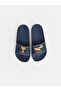 Peak New Season Navy Blue Boys' Printed and Embossed Patterned Slippers - 3