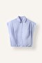 100% Cotton Overshirt Fit Classic Collar Striped Pocketed Poplin Hem Elasticated Sleeveless Crop Shirt I7332