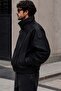 Oversized Black Leather Jacket - 2
