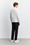 Men's White Crew Neck Injection Printed 3 Thread Raised Sweatshirt A62Y1291 - 3