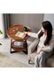 2-Tier Round Side Table with Storage Shelf Edge Protection Tray Sturdy Metal Frame Coffee Table Bedside Table for Living Room Bedroom Small Spaces (Color : Brown-A, Size : 50 * 60cm) - 2