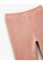 Basic Long Velvet Leggings with Elastic Waistband - 3