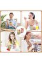 اكواب فواكه محمولة من تزويق، حاويات تخزين الطعام مع اغطية وشوكة، حاويات شوفان ليلية للحبوب والحليب و - 3