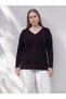 Lcw Curve Black Large Size 100% Cotton Women's T-Shirt
